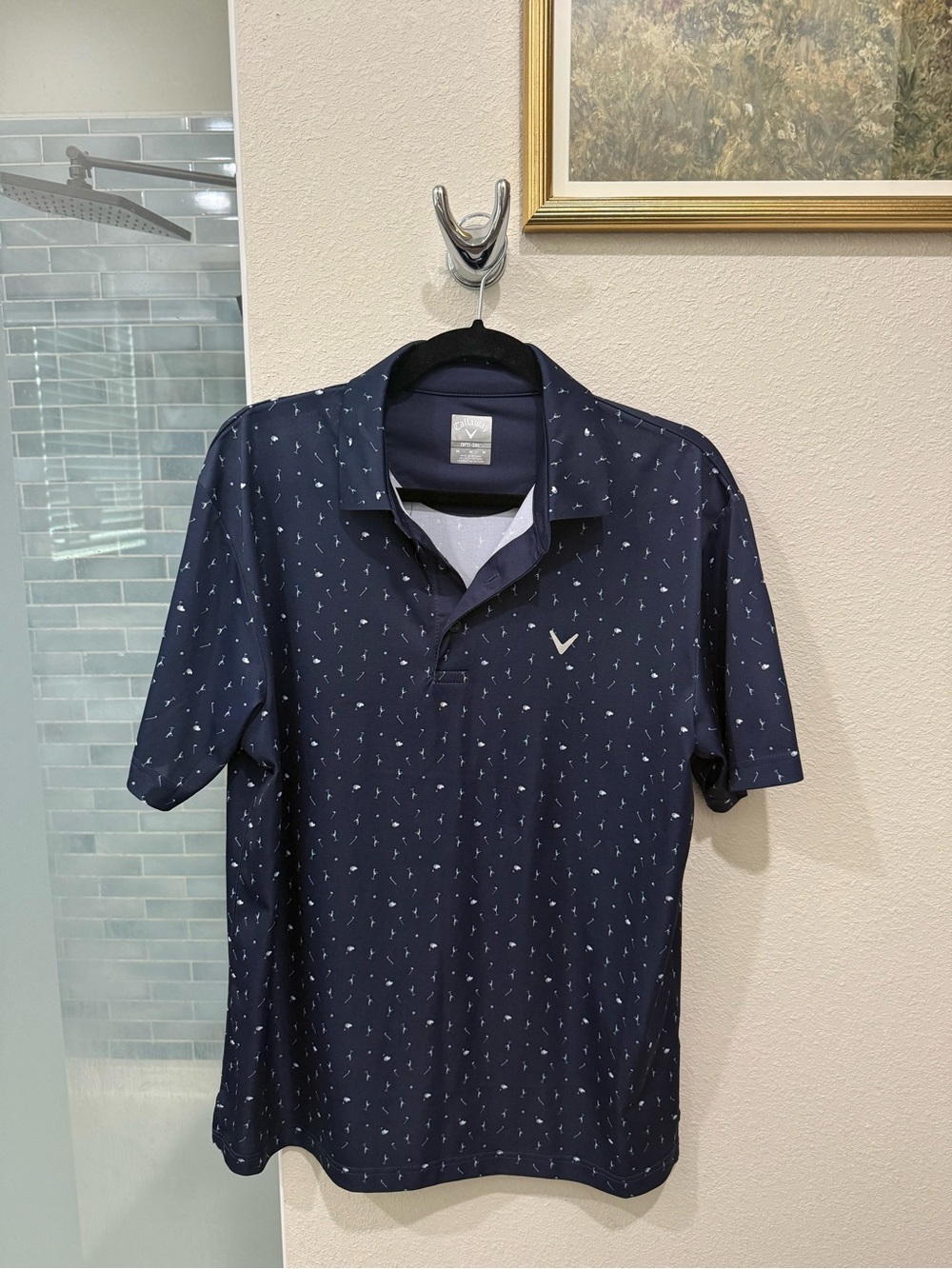 Men’s Callaway Navy Blue Golf Polo Shirt Martini Print - Medium